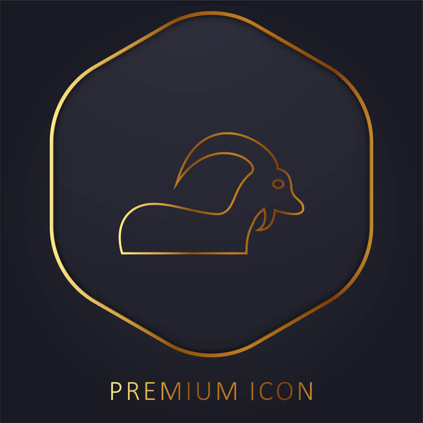 Bélier signe avec de grandes cornes ligne d'or logo premium ou icône - Vecteur, image