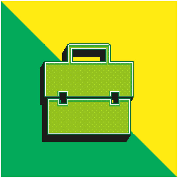 Evrak çantası Yeşil ve sarı modern 3d vektör simgesi logosu - Vektör, Görsel