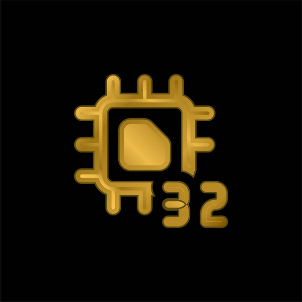 32 bit oro placcato icona metallica o logo vettoriale - Vettoriali, immagini