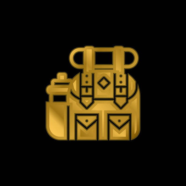 Mochila chapado en oro icono metálico o logo vector - Vector, imagen