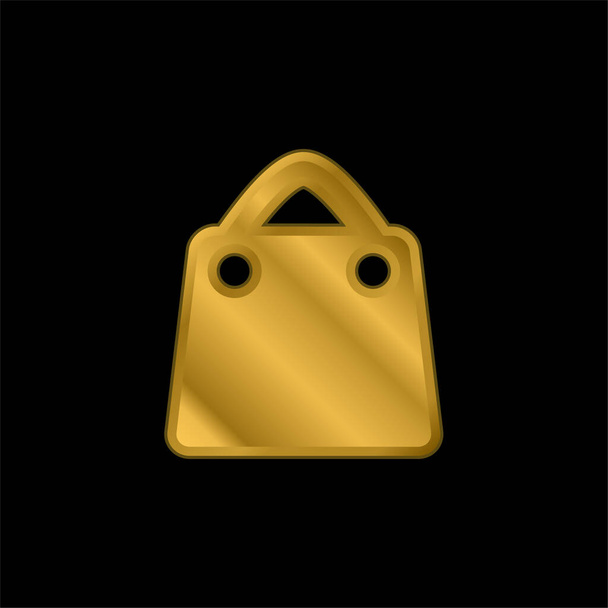 Bolso chapado en oro icono metálico o logo vector - Vector, Imagen