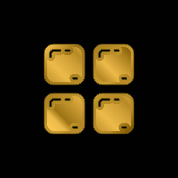 Apps gold plated metalic icon or logo vector - Vector, Image