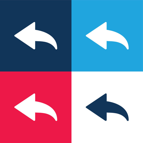 Flecha trasera azul y rojo de cuatro colores mínimo icono conjunto - Vector, Imagen