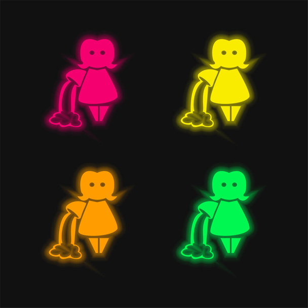 Wassermann Sternzeichen Symbol der weiblichen Wasserträger vier Farben leuchtenden Neon-Vektor-Symbol - Vektor, Bild