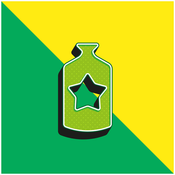 Palack Zöld és sárga modern 3D vektor ikon logó - Vektor, kép