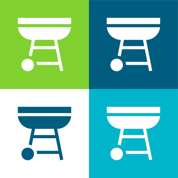 Barbecue Ensemble d'icônes minimal plat quatre couleurs - Vecteur, image