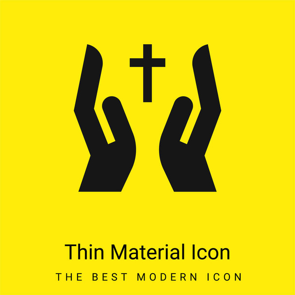 Bless minimal bright yellow material icon - Vector, Image