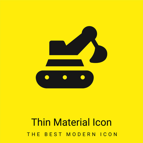 Retroexcavadora mínimo icono de material amarillo brillante - Vector, Imagen