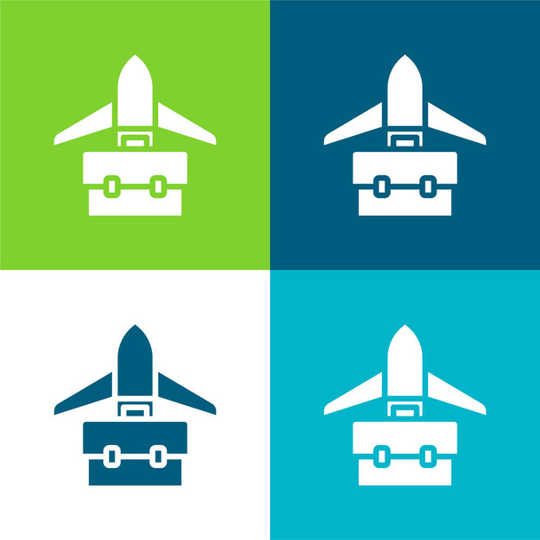 Avión Plano de cuatro colores mínimo icono conjunto - Vector, imagen