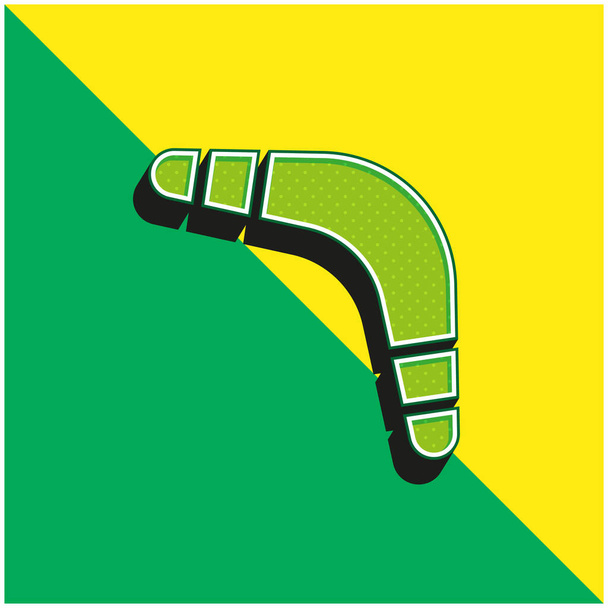 Boomerang verde y amarillo moderno logotipo icono del vector 3d - Vector, imagen