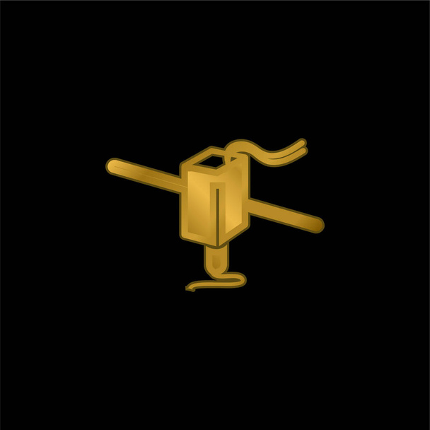 3d Yazıcı Aracı Altın kaplama metalik simge veya logo vektörünü yazdırmak için - Vektör, Görsel