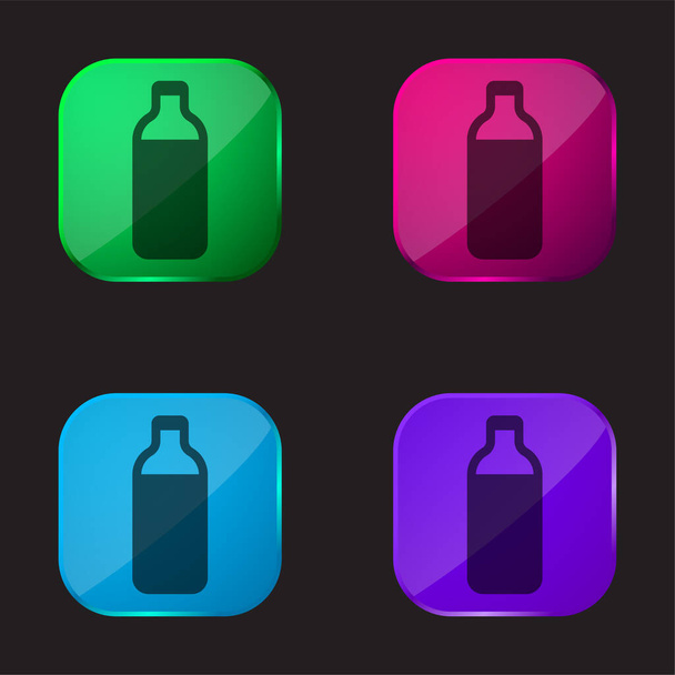 Butelka Pełna czterech kolorów szklany przycisk ikona - Wektor, obraz