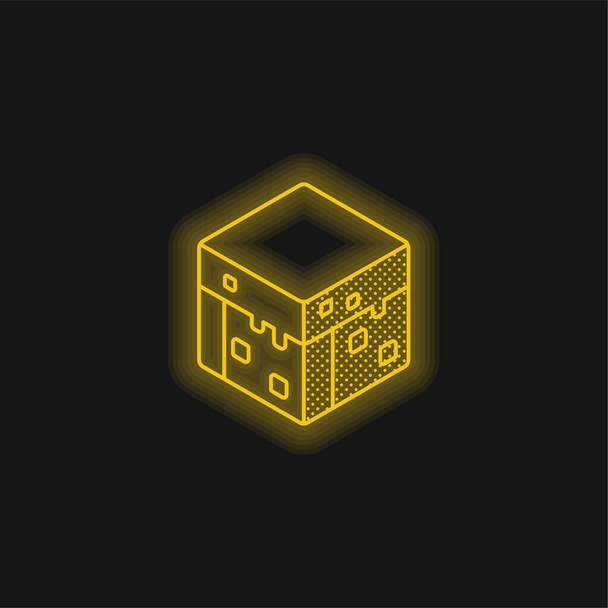 Blok żółty świecący neon ikona - Wektor, obraz