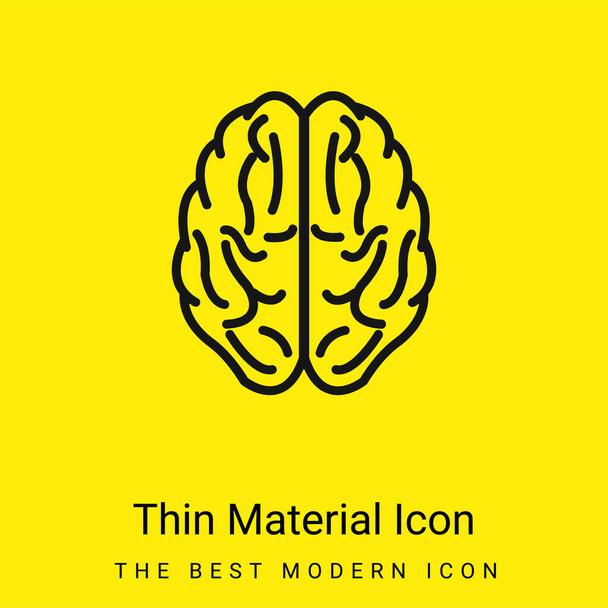 Esquema superior del cerebro icono de material amarillo brillante mínimo - Vector, imagen