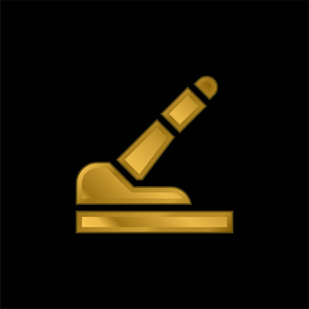 Freno chapado en oro icono metálico o logo vector - Vector, imagen