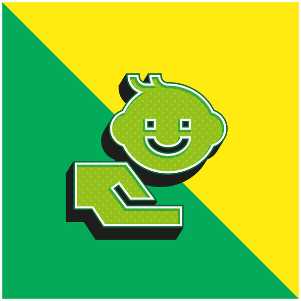 Baby Boy verde y amarillo moderno logotipo del icono del vector 3d - Vector, Imagen