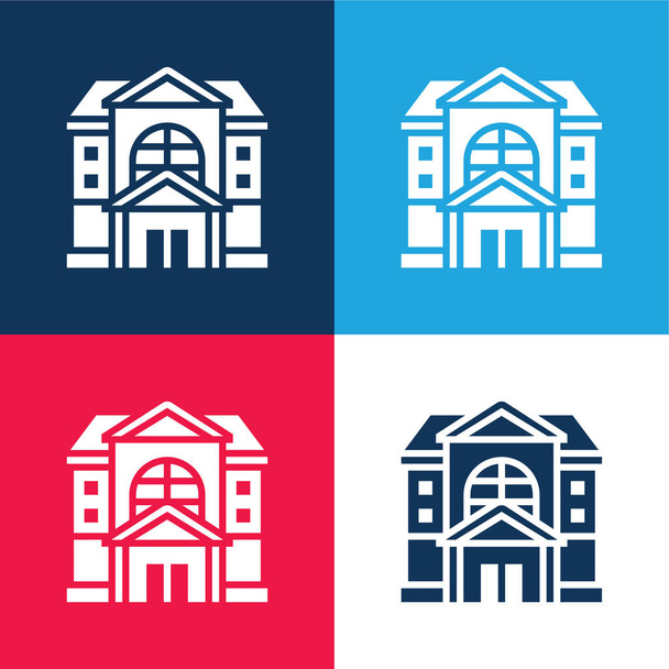 Asunto sininen ja punainen nelivärinen minimaalinen kuvakesarja - Vektori, kuva