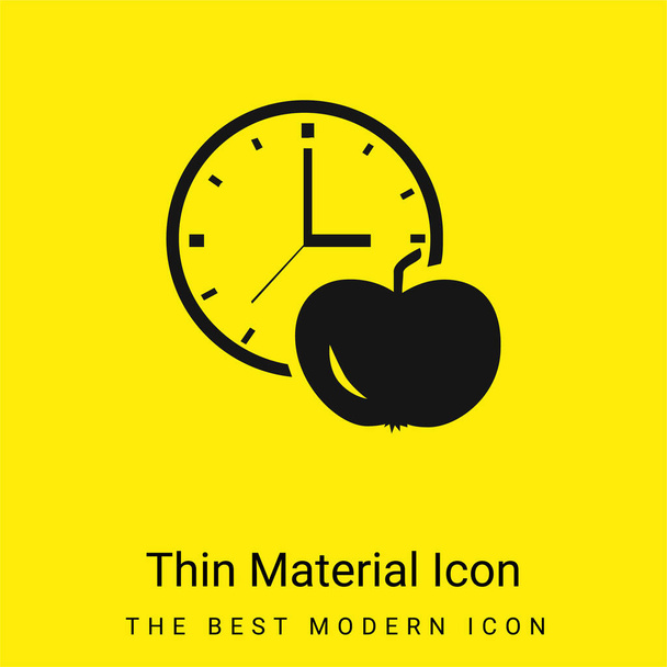 Apple And Clock minimales leuchtend gelbes Materialsymbol - Vektor, Bild