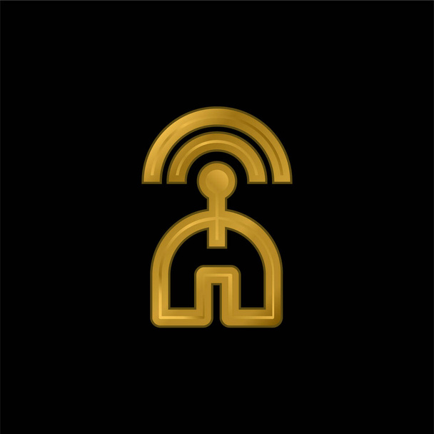 Bluetooth Radar Signal plaqué or icône métallique ou vecteur de logo - Vecteur, image