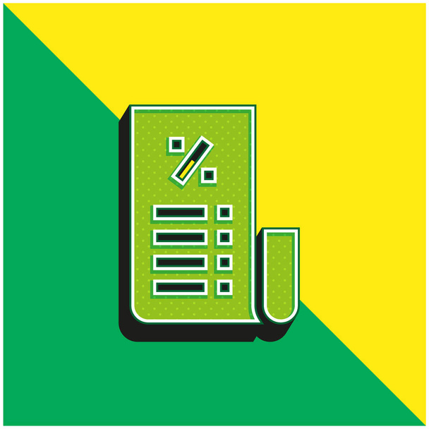 Bill verde y amarillo moderno 3d vector icono logotipo - Vector, imagen