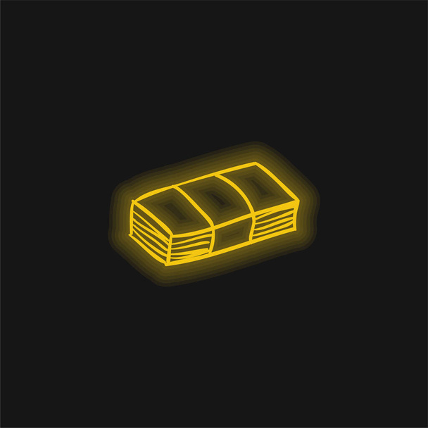 Bills yellow glowing neon icon - Vector, Image