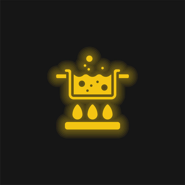 Желтый кипящий неоновый значок - Вектор,изображение