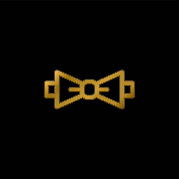 Bow Tie gold plated metalic icon or logo vector - Vector, Image