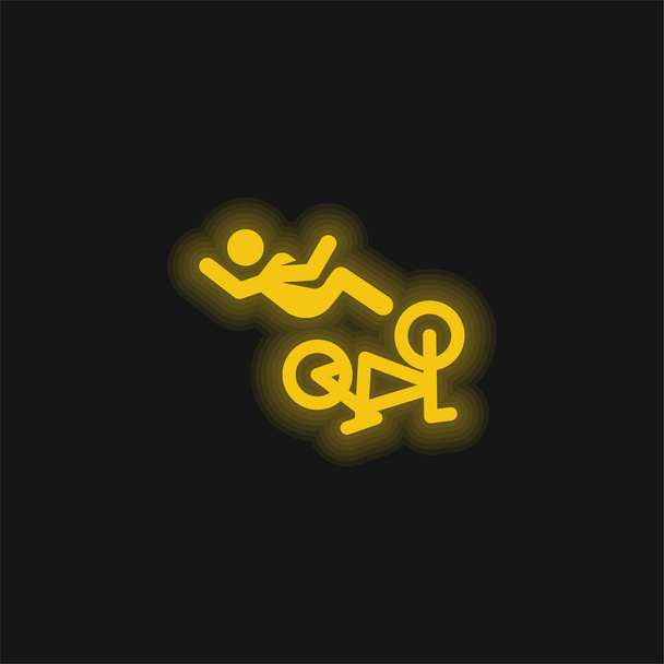 Accidente amarillo brillante icono de neón - Vector, Imagen