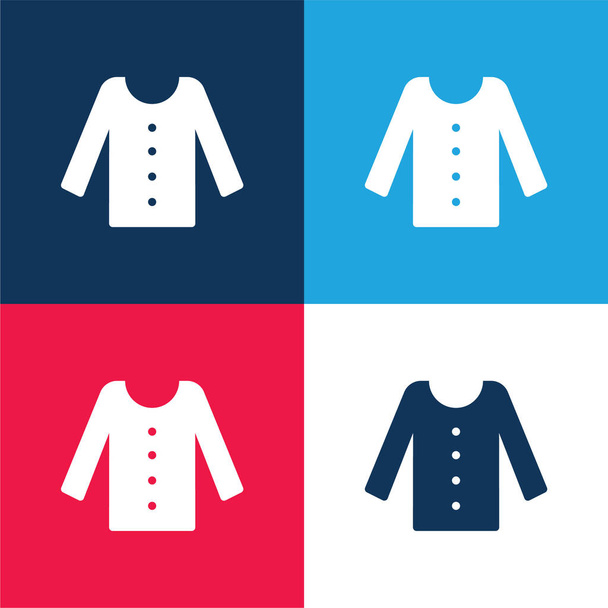 Bluzka niebieski i czerwony zestaw czterech kolorów minimalny zestaw ikon - Wektor, obraz
