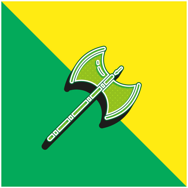 Axe Green ve sarı modern 3d vektör simgesi logosu - Vektör, Görsel