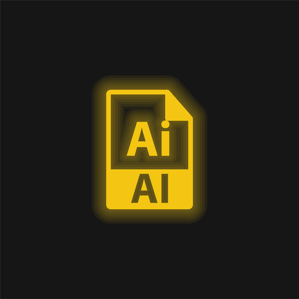 AI File Format Symbol yellow glowing neon icon - Vector, Image