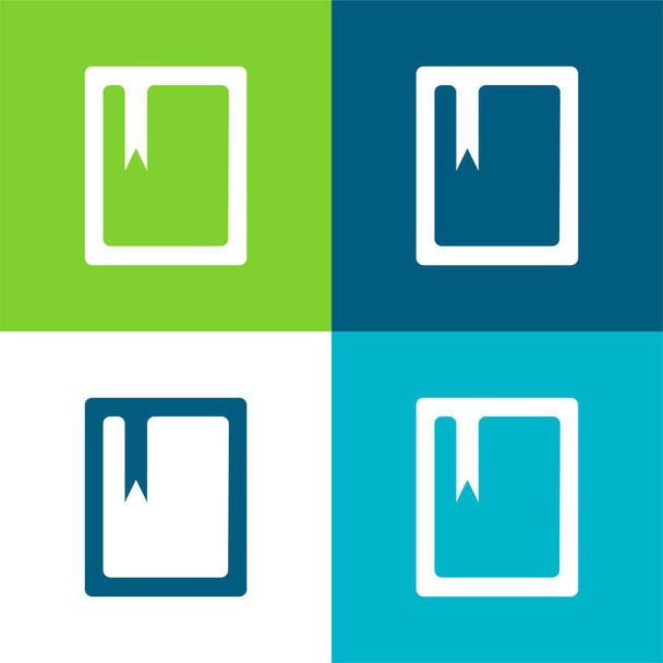 Libro Con Marcador Plano de cuatro colores mínimo icono conjunto - Vector, imagen