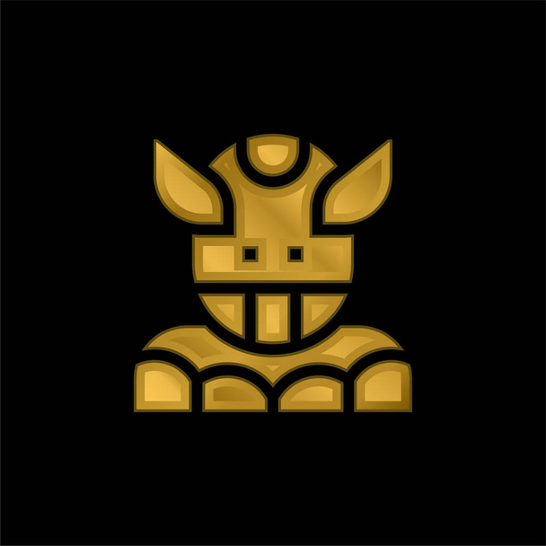 Alien oro placcato icona metallica o logo vettoriale - Vettoriali, immagini