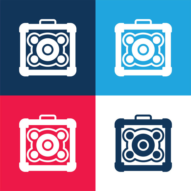 Zesilovač modrá a červená čtyři barvy minimální ikona nastavena - Vektor, obrázek