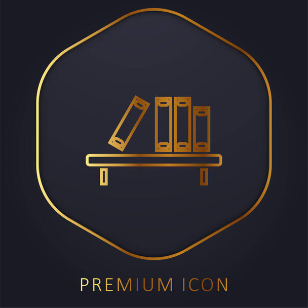 Libro Estante línea de oro logotipo premium o icono - Vector, Imagen