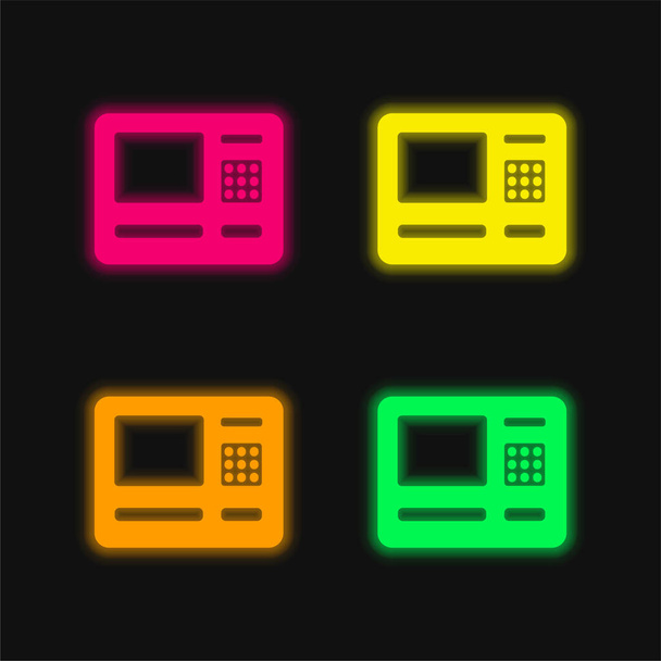 Airport ATM four color glowing neon vector icon - Vector, Image