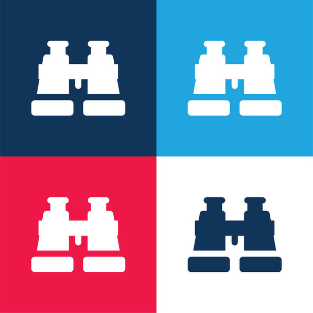 Jumelles bleu et rouge quatre couleurs minimum jeu d'icônes - Vecteur, image