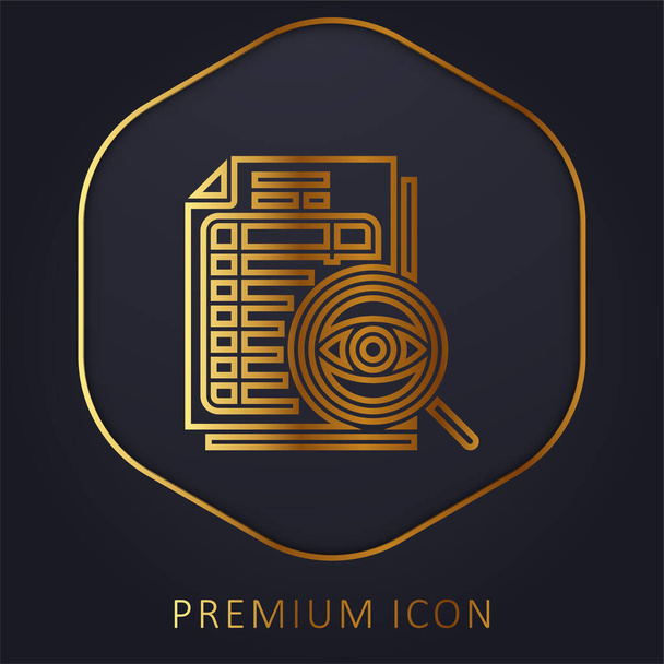 Auditoría de línea dorada logotipo premium o icono - Vector, Imagen