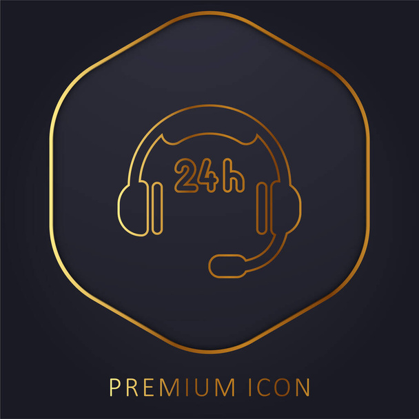 24 Hours Costumer Service golden line premium logo or icon - Vector, Image
