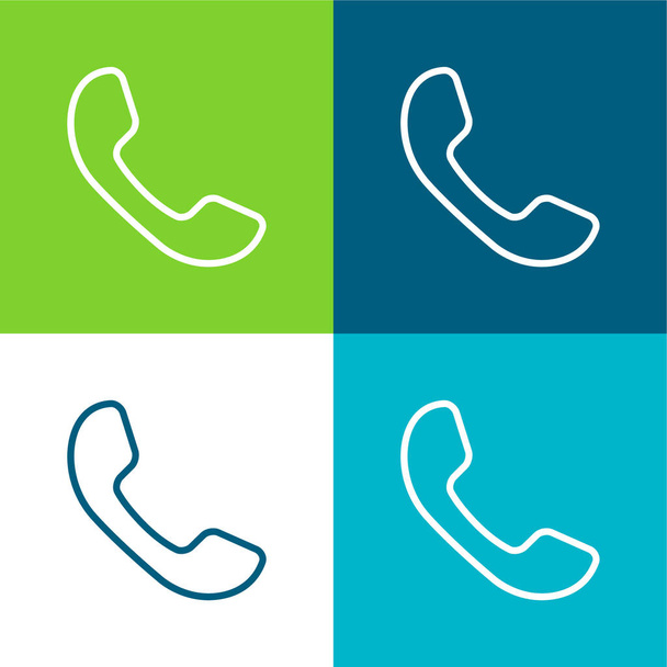 Auricular de teléfono plana de cuatro colores mínimo icono conjunto - Vector, Imagen