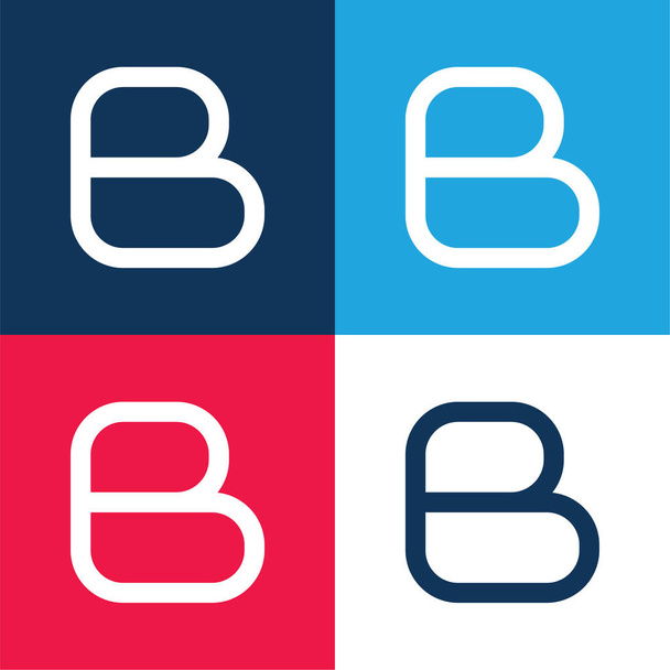 Blogger Logo azul y rojo conjunto de iconos mínimos de cuatro colores - Vector, Imagen