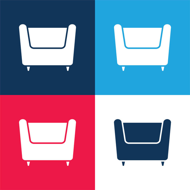 Poltrona blu e rosso quattro colori set icona minimale - Vettoriali, immagini