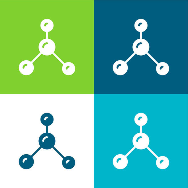 Atomen Vlak vier kleuren minimale pictogram set - Vector, afbeelding