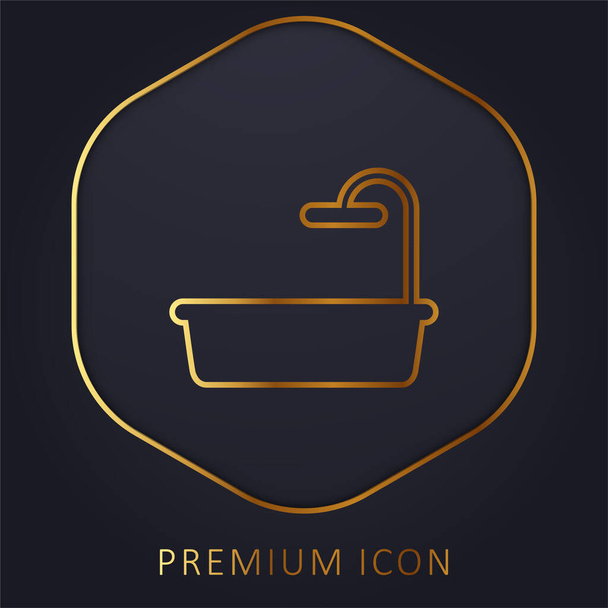 Fürdőkád arany vonal prémium logó vagy ikon - Vektor, kép