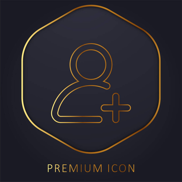 Adicionar Usuário linha dourada logotipo premium ou ícone - Vetor, Imagem