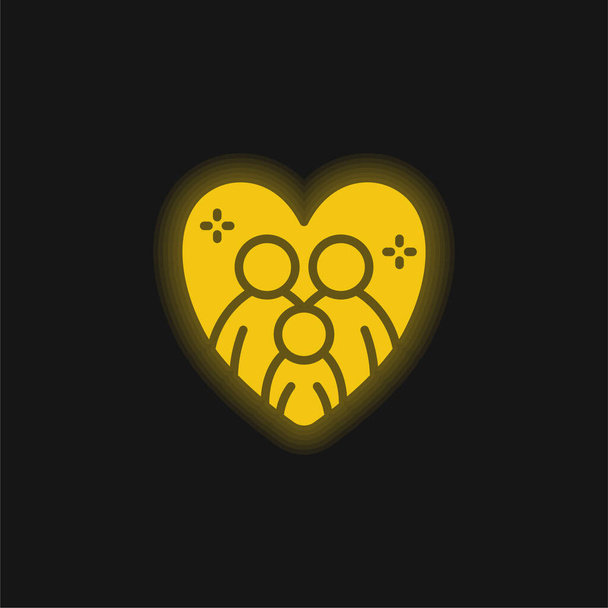 Adoptie geel gloeiende neon pictogram - Vector, afbeelding