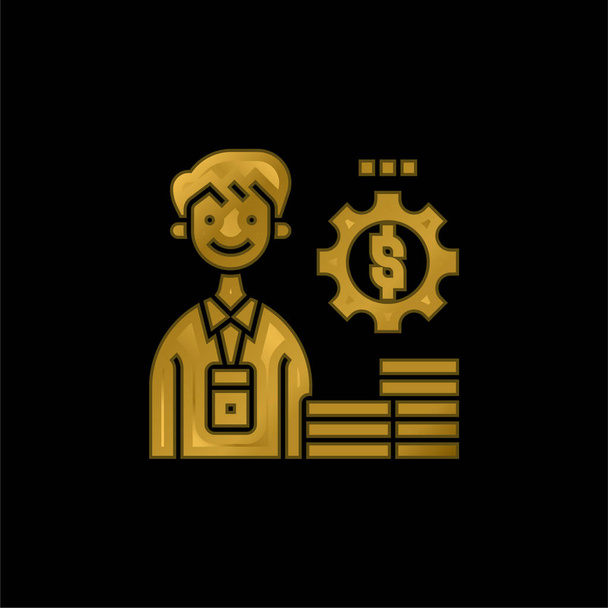 Accountant gold plated metalic icon or logo vector - Vector, Image