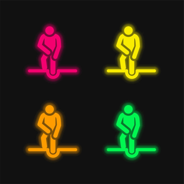 Unfall vier Farben leuchtenden Neon-Vektor-Symbol - Vektor, Bild