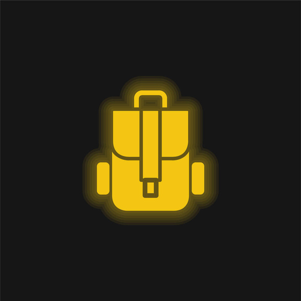 Backpack yellow glowing neon icon - Vector, Image