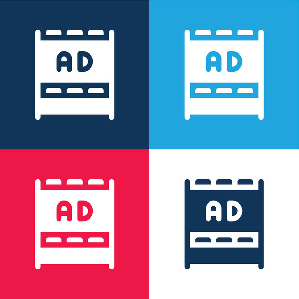 広告青と赤の4色の最小アイコンセット - ベクター画像